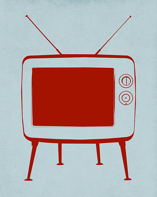 Retro TV Red, pop art print