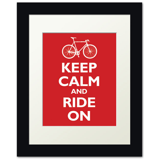 Keep Calm and Ride On, framed print (classic red)