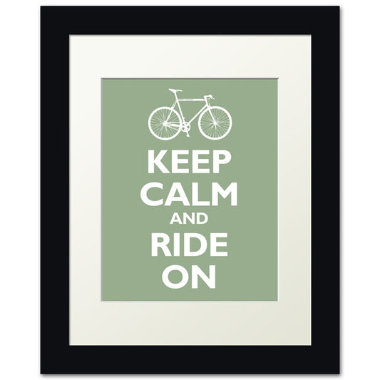 Keep Calm and Ride On, framed print (pale green)