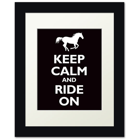Keep Calm and Ride On, framed print (black)