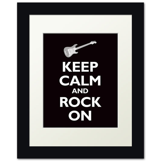 Keep Calm and Rock On, framed print (black)