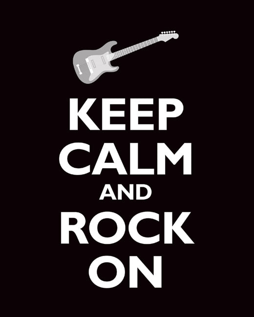 Keep Calm and Rock On, premium art print (black)