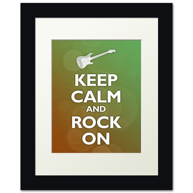 Keep Calm and Rock On, framed print (bubble background)