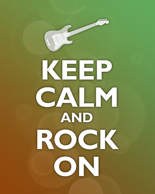 Keep Calm and Rock On, premium art print (bubble background)