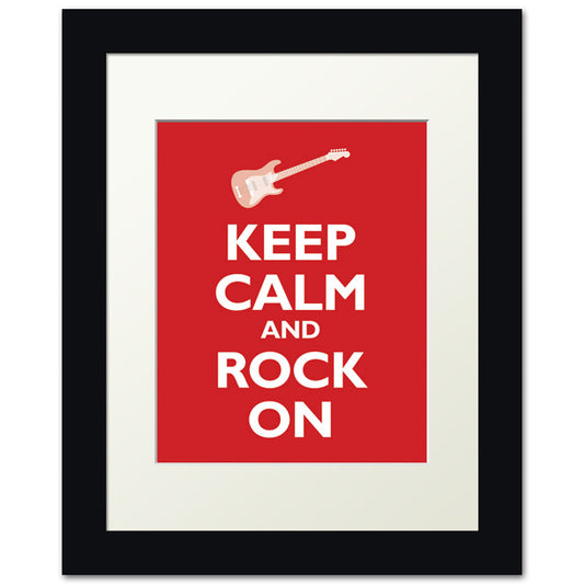 Keep Calm and Rock On, framed print (classic red)