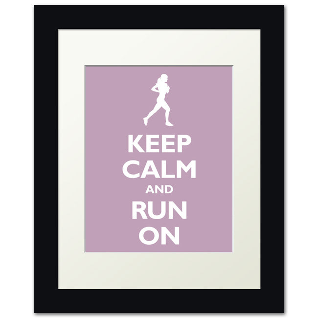 Keep Calm and Run On, framed print (pale violet)