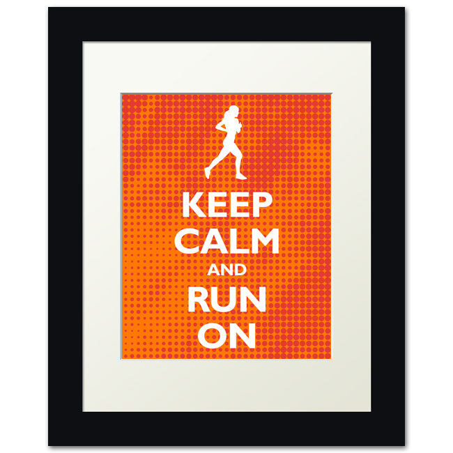 Keep Calm and Run On, framed print (spicy halftone)