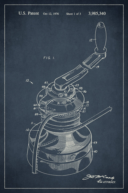 Sailboat Winch Nautical Patent Art Print