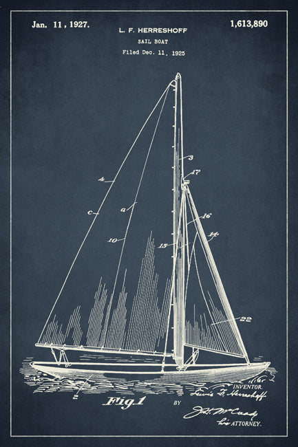 Sailboat Invention Patent Art Poster Print