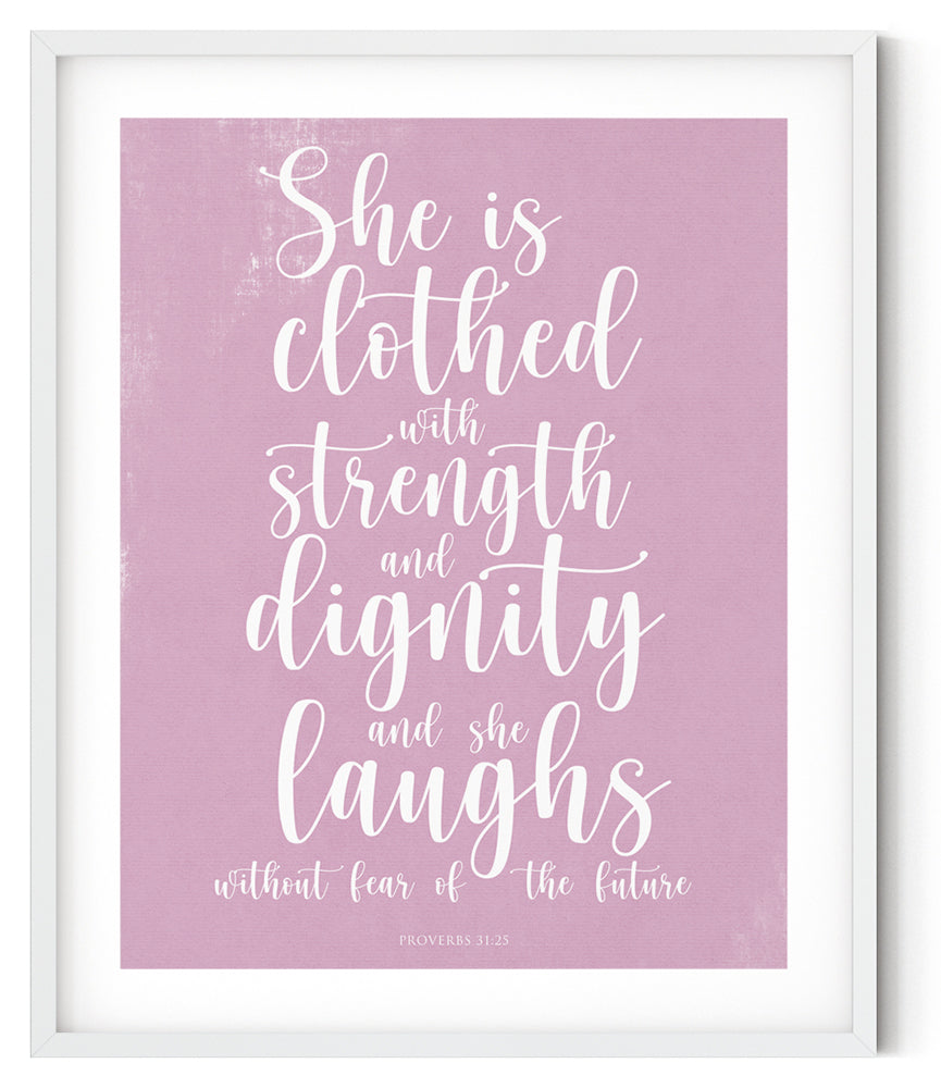 Proverbs 31:25 Canvas Wall Art Christian Religious