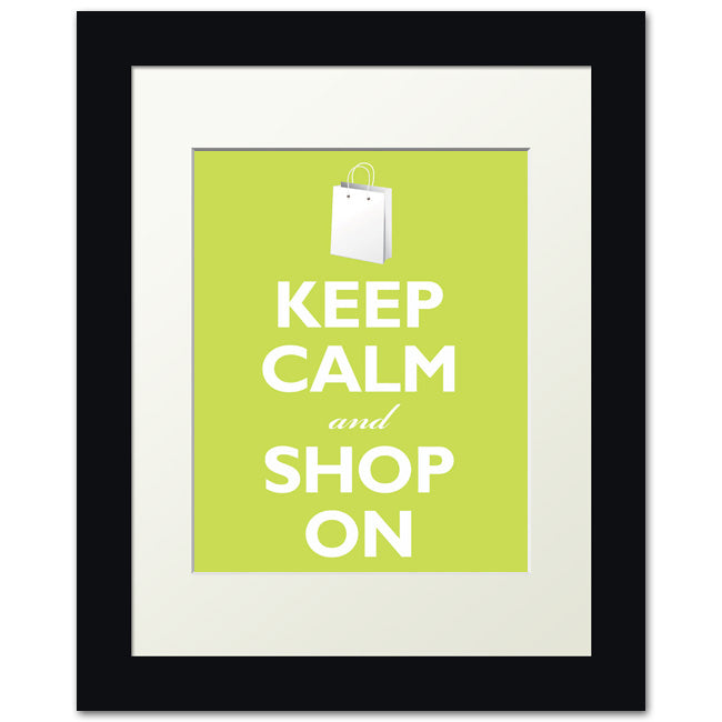 Keep Calm and Shop On, framed print (citrus)