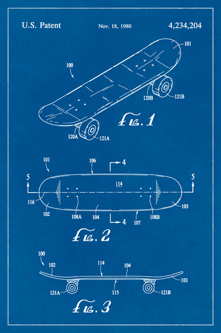 Skateboard Patent Art Print