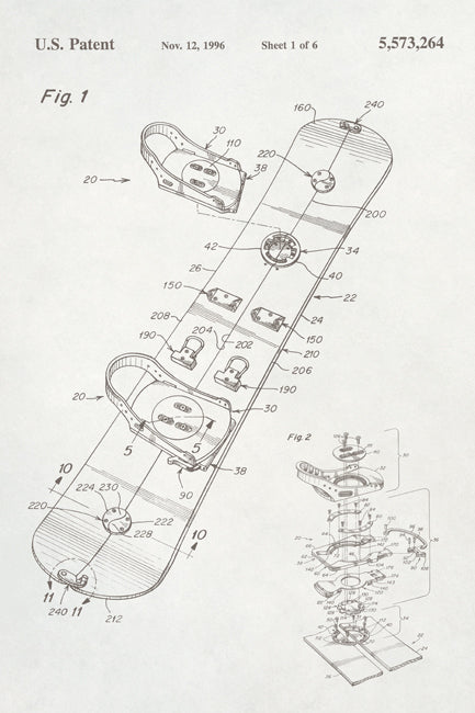 Snowboard Patent Art Print