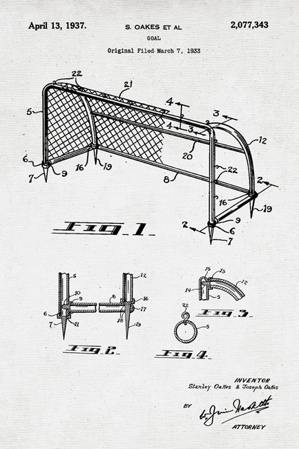 Soccer Goal Patent Art Print