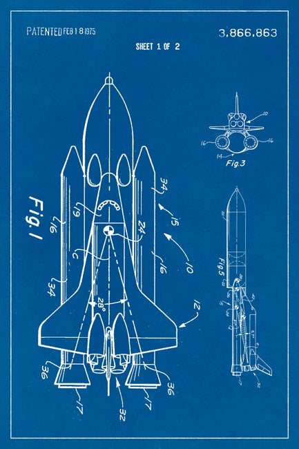 Space Shuttle (NASA) Patent Art Poster Print