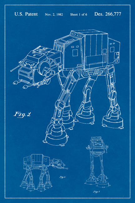Star Wars AT-AT Imperial Walker Blueprint Art Poster