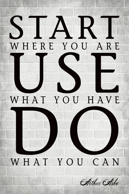 Start Where You Are (Arthur Ashe Quote), motivational poster