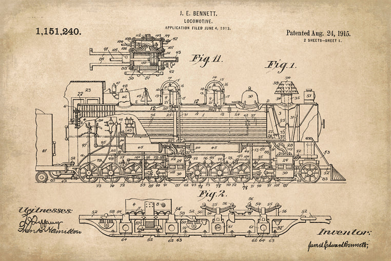 Steam Locomotive Patent Art Print