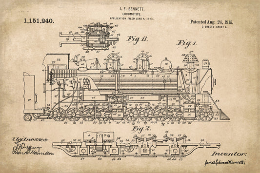 Steam Locomotive Patent Art Print
