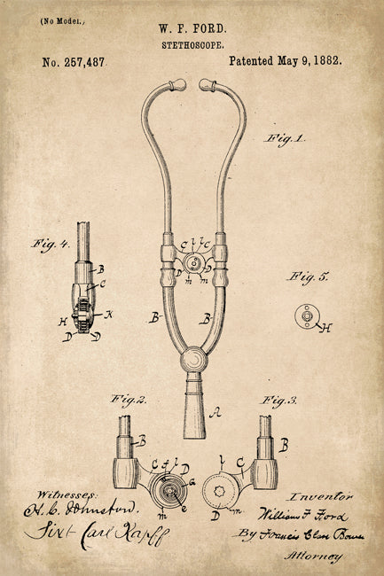 Stethoscope Medical Patent Art Print