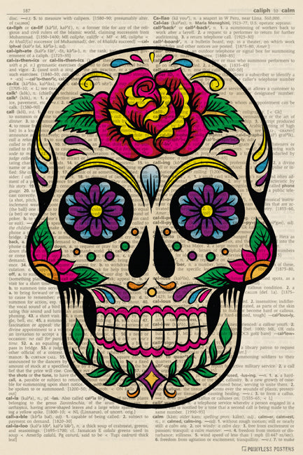 Sugar Skull (dictionary background) Poster