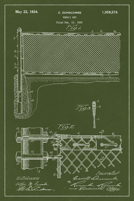 Tennis Net Patent Art Print