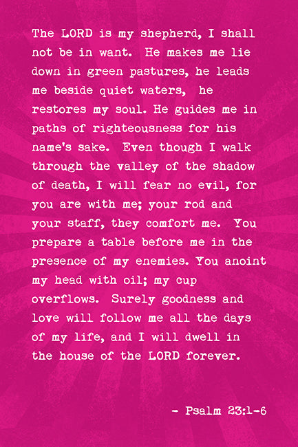 The Lord Is My Shepherd (Psalm 23:1-6), bible verse poster
