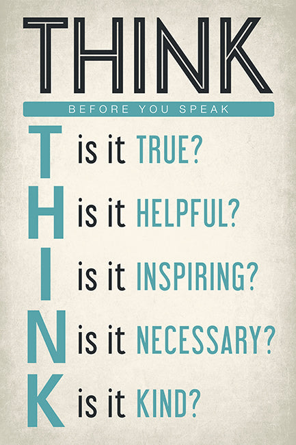 Think Before You Speak, motivational classroom poster