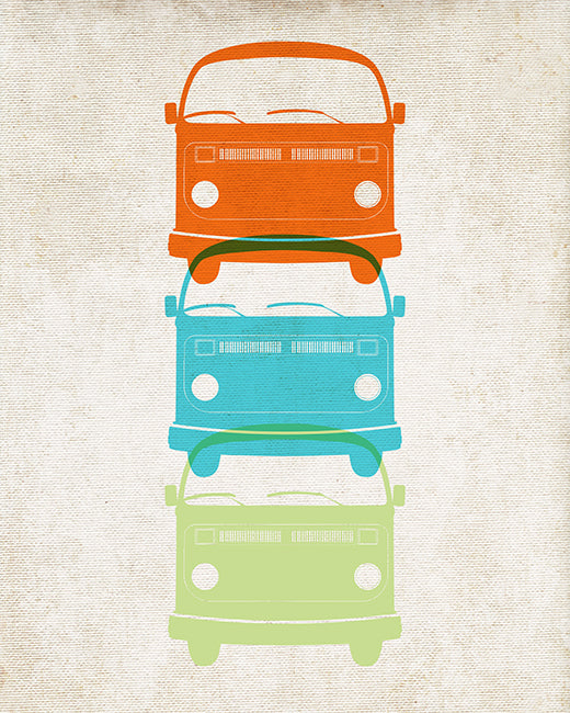 Three VW Vans, pop art print