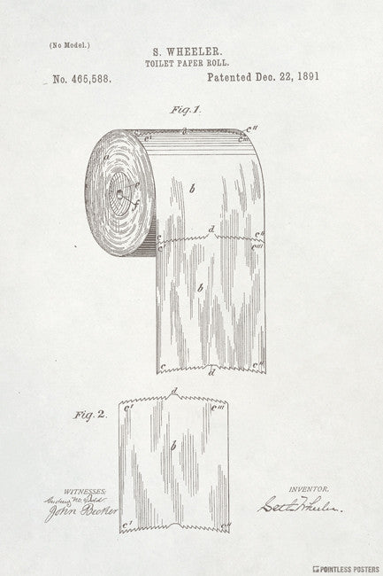 Toilet Paper Vintage Patent Art Poster