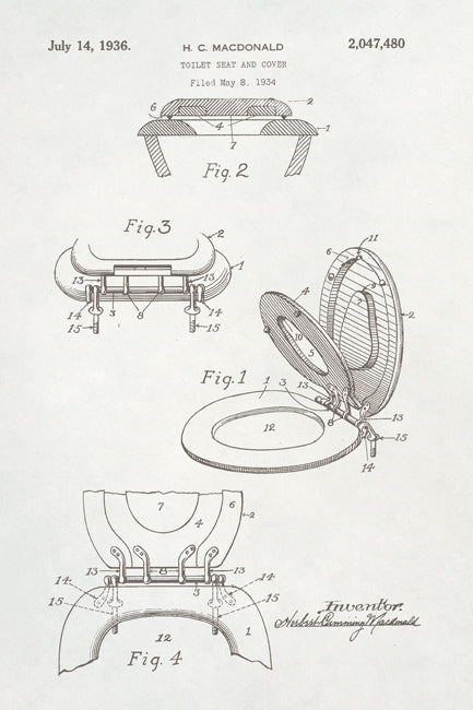 Toilet Seat Cover Patent Art Poster Print
