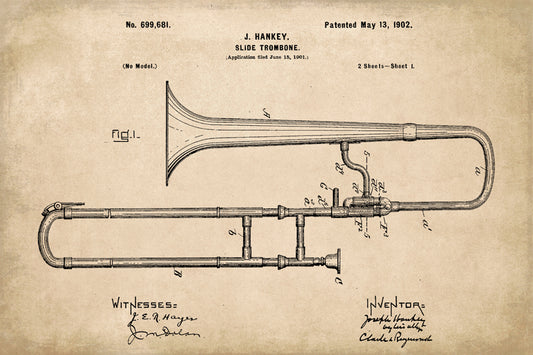 Trombone Musical Instrument Patent Art Print