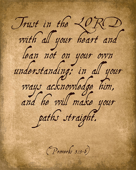 Trust In The Lord (Proverbs 3:5-6), bible verse art print