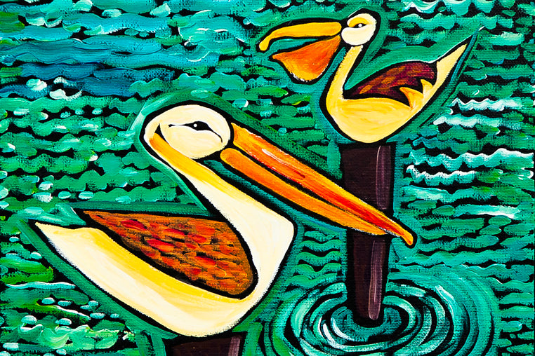 Two Pelicans by Ben Mann Poster Print