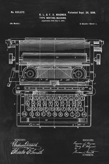 Typewriter (Antique) Patent Art Print