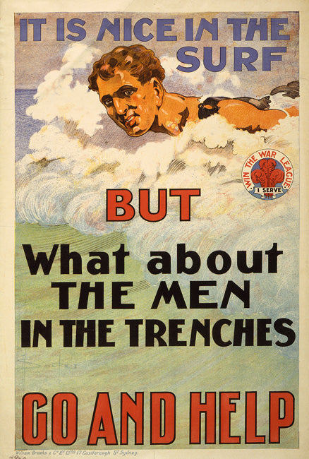 It's Nice In The Surf (Vintage War Propaganda Poster), art print
