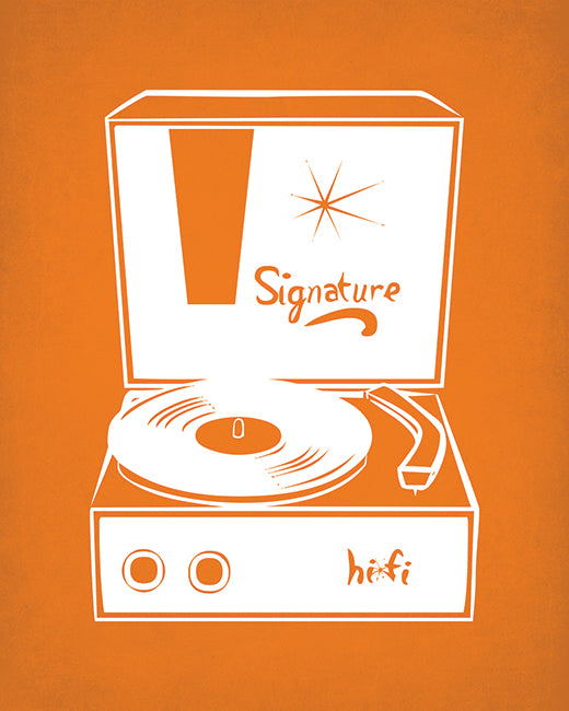 Vintage Record Player (Orange), art print