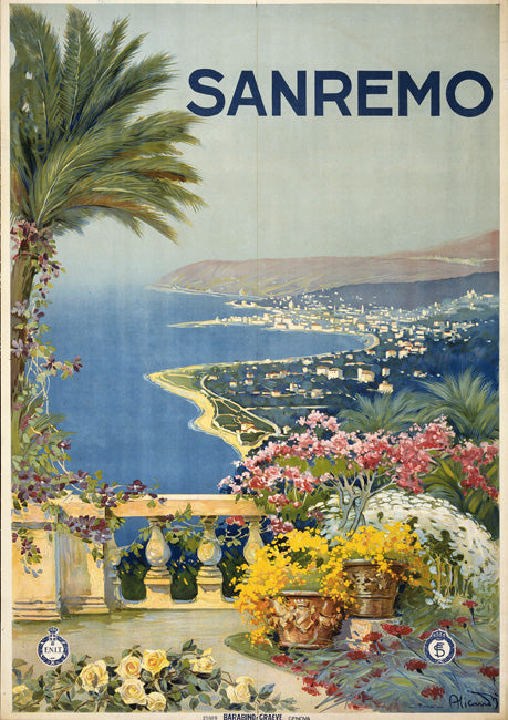 Sanremo Vintage Travel Poster, art print