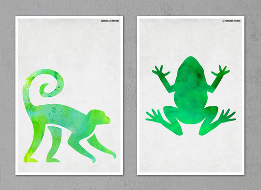 Watercolor Animal Silhouette Posters