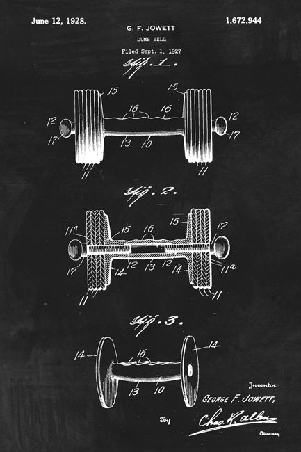 Weightlifting Dumbbell Workout Patent Art Print