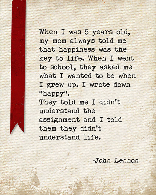 When I Was 5 Years Old (John Lennon Quote), motivational art print