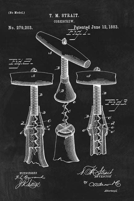 Wine Corkscrew Invention Patent Art Poster Print